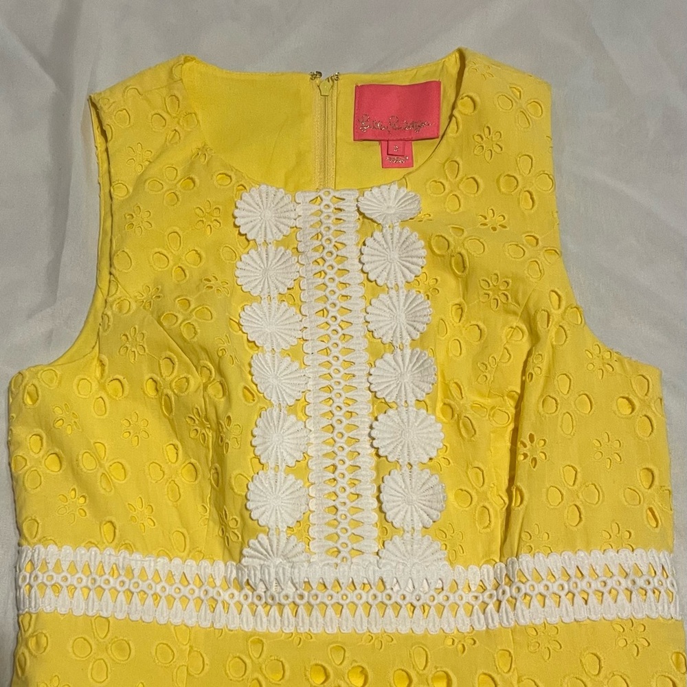 Lilly Pulitzer RAILEE Mini SHIFT DRESS St Tropez Yellow Size 2 Sleeveless Summer - Picture 5 of 15